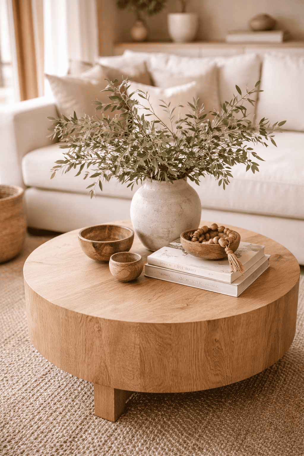 modern organic table with vase in livingroom