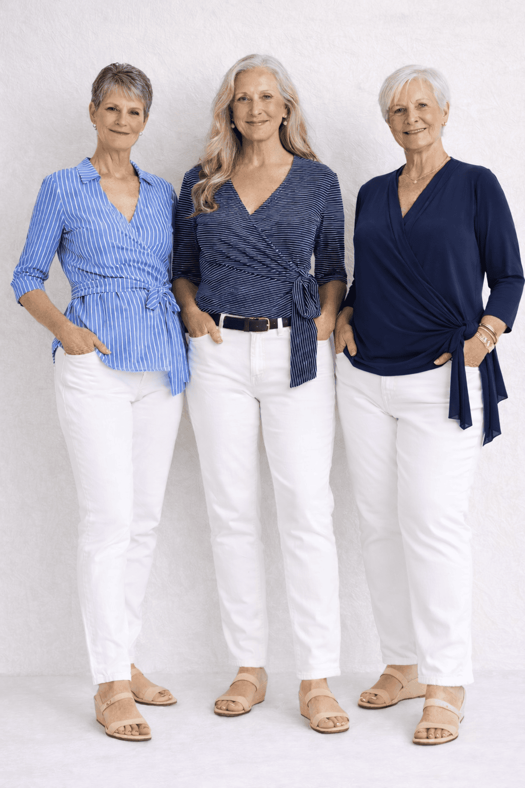 Why This Timeless Style is the Ultimate Wardrobe Hack three ladies in wrap tops