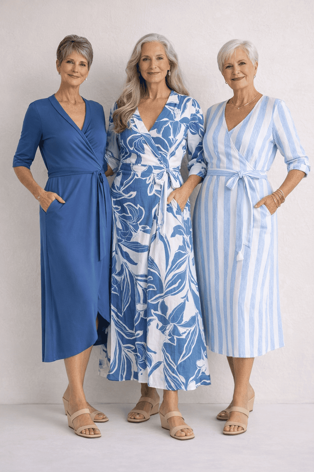 Why This Timeless Style is the Ultimate Wardrobe Hack 3 ladies in wrap dresses