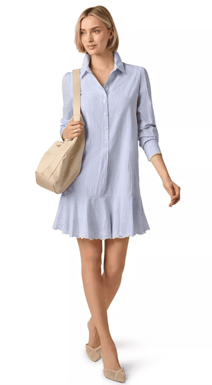 macy's blue shirt dress