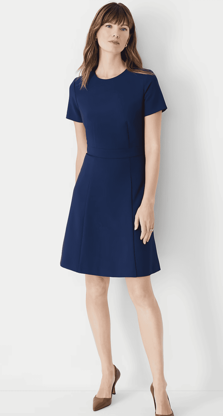 ann taylor blue fit and flare dress