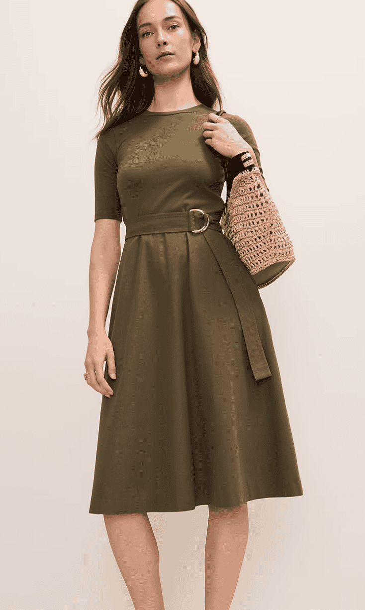 green fit and flair dress