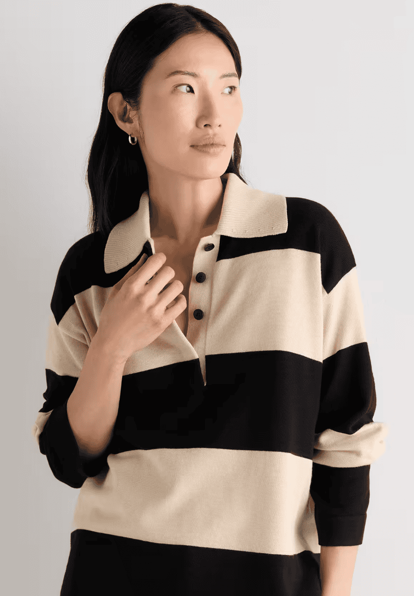 Quince Cotton Cashmere Rugby Polo Sweater
