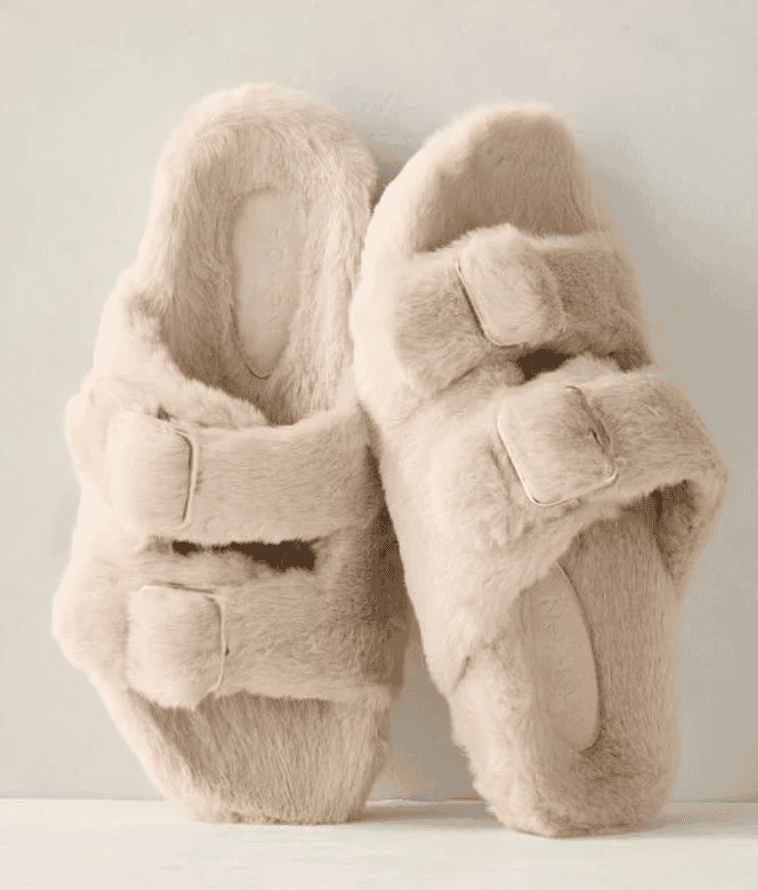 Talbots Faux Fur Buckle Slippers