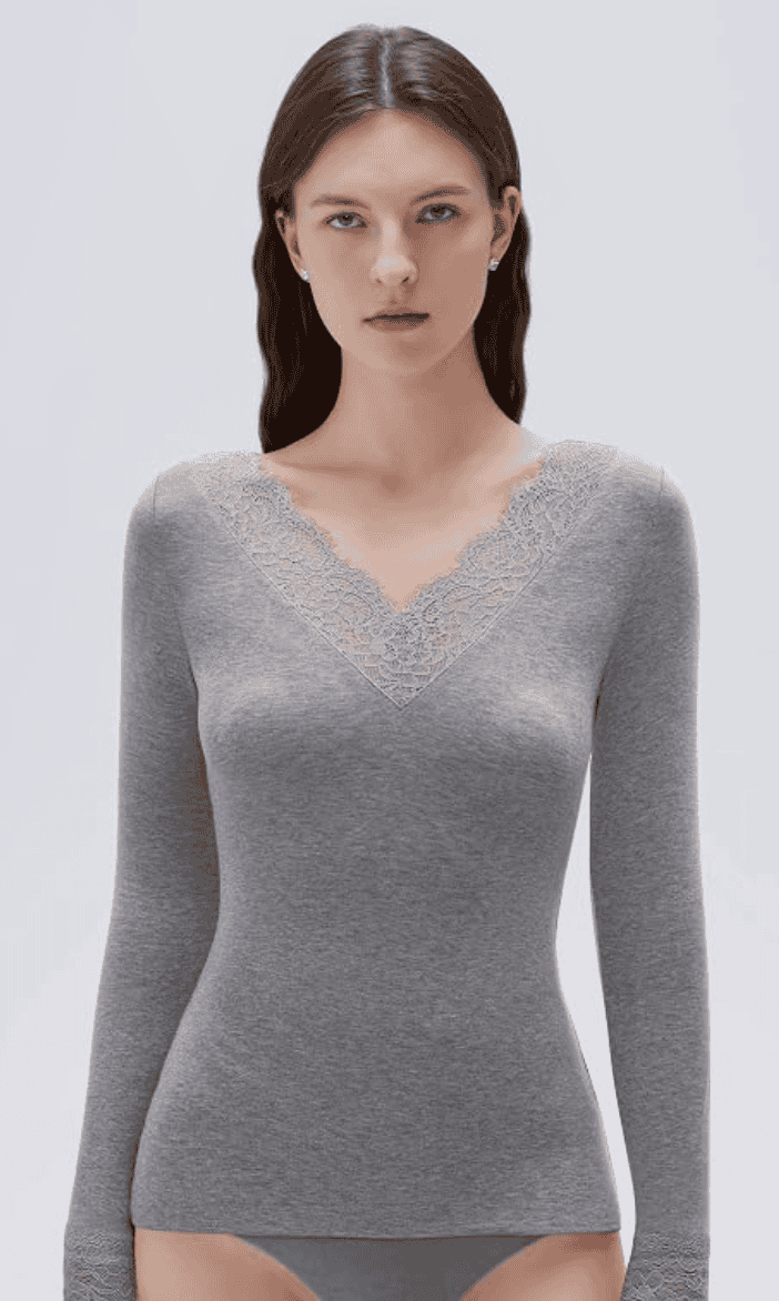 SUUKSESS Cloud Cashmere V Neck Lace Top
