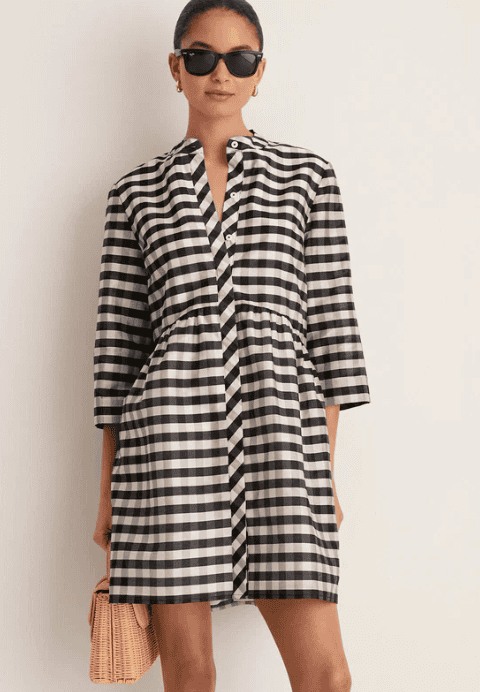 Tuckernuck Midnight Check Royal Shirt Dress $168