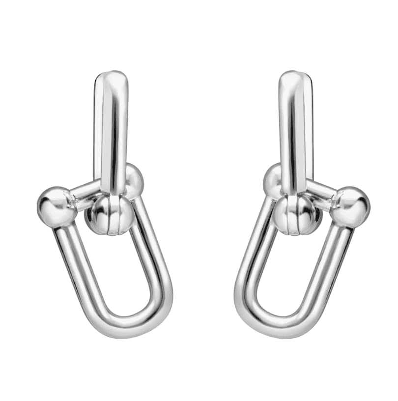 UShape Ball Chain Chunky Gold Plated Earrings