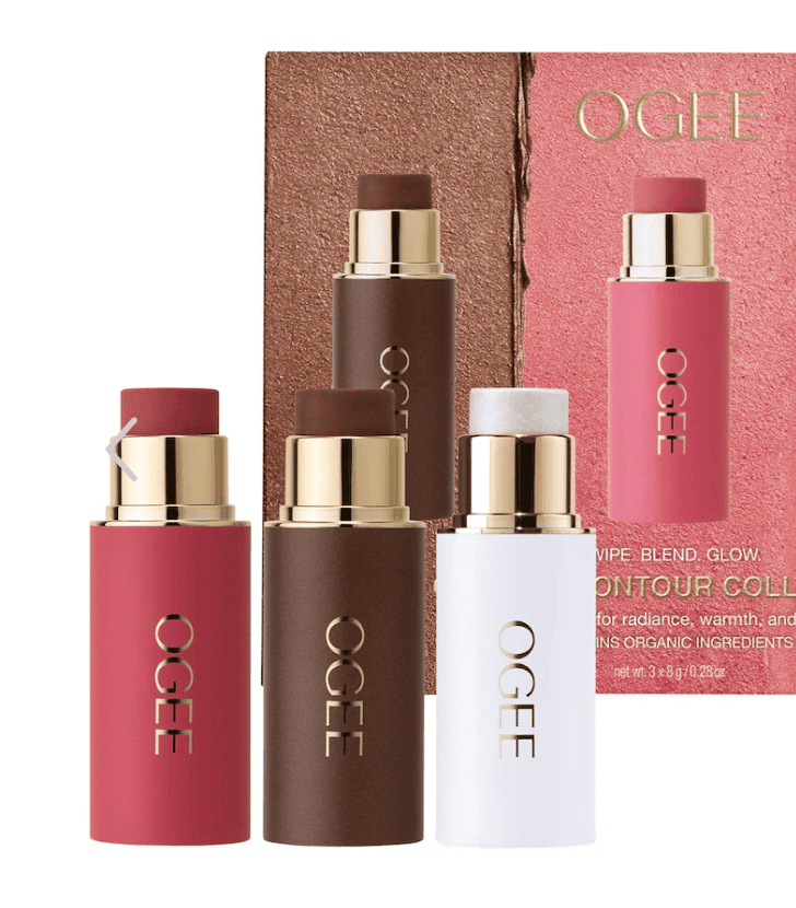 Ogee Crystal Contour Collection - Cream Bronzer Blush and Highlighter Set
