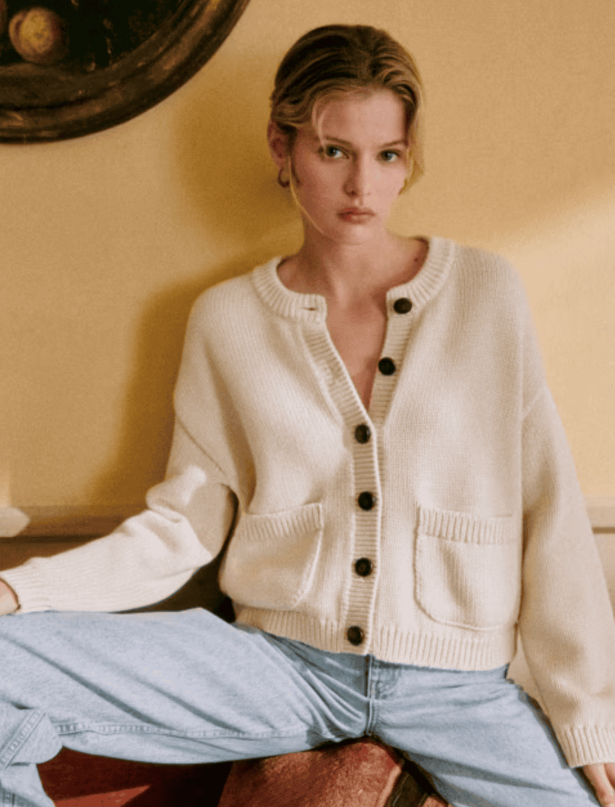 Sezane Titouan Cardigan Natural Beige
