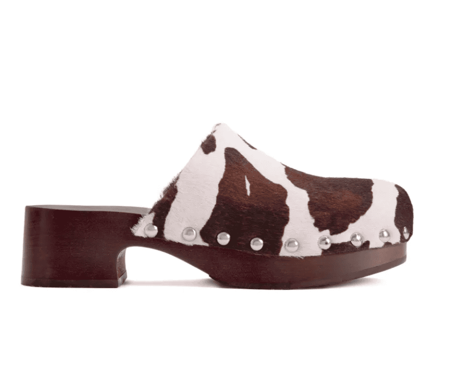 Simon Miller Rio Cow Print Wood Clog Mules