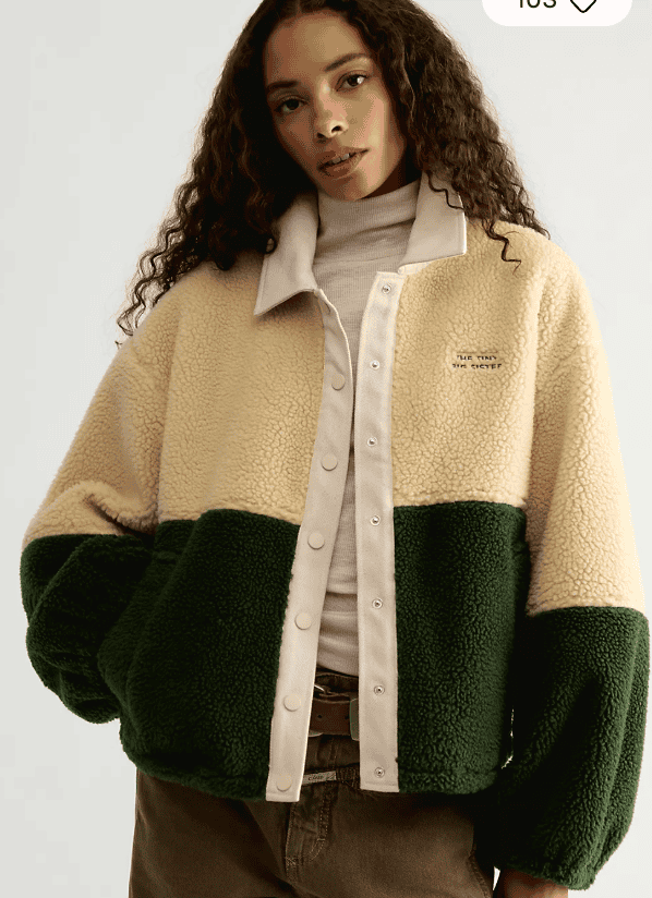 Free People Tiny Big Sister Color-Blocked Fleece Jacket