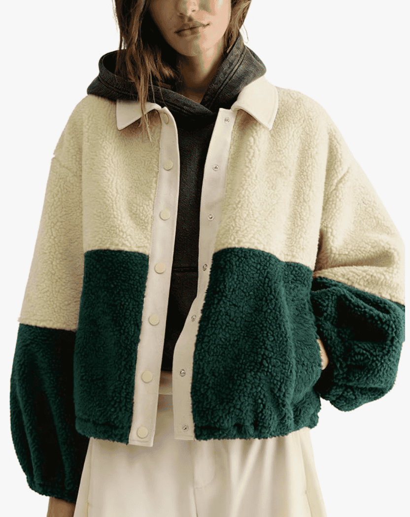 Shiyifa Color Block Fleece Jacket