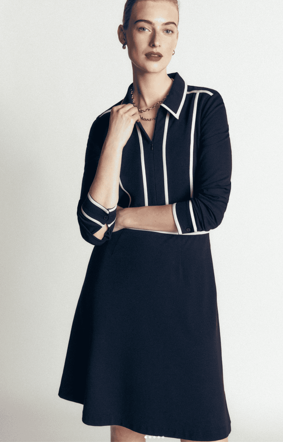 Boden Ula Ponte Short Dress Navy Ivory