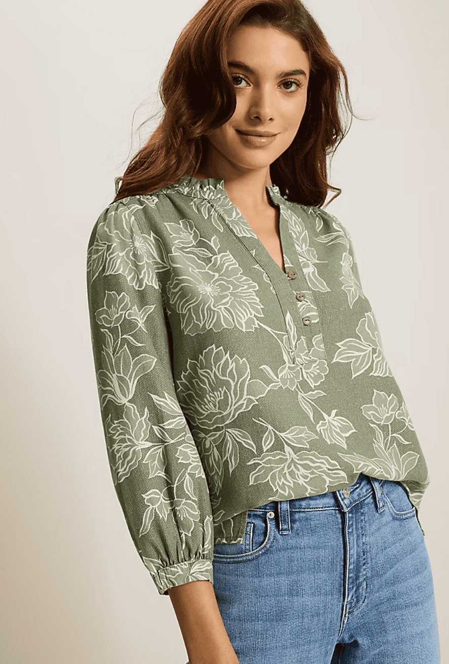 Tommy Bahama Breezy Blooms Linen-Blend Top