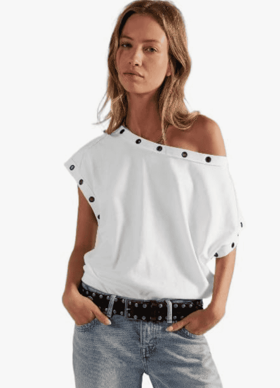 Diagonal Shoulder Collar Tee
