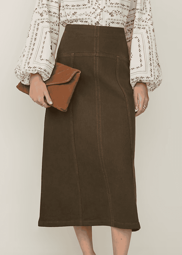 Ann Taylor Weekend Drop Waist Midi Skirt in Denim