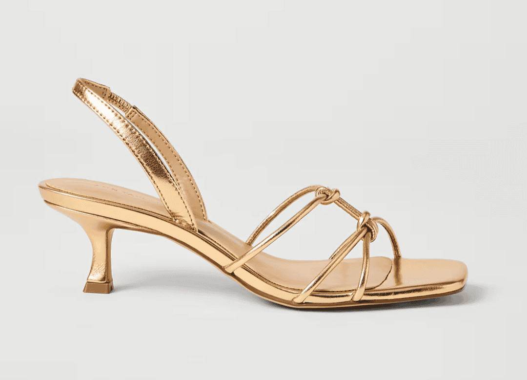 Ann Taylor Metallic Leather Heel Sandal