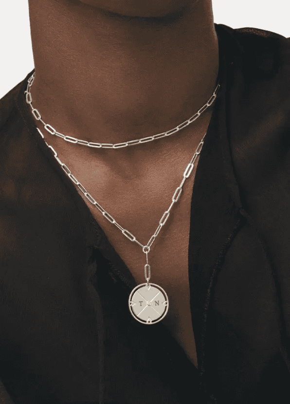 engraved compass necklace