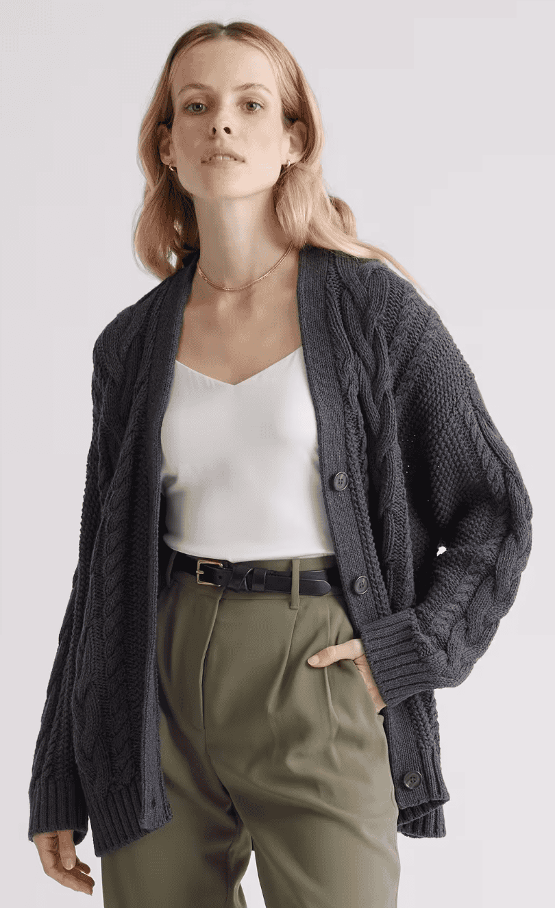 gray cardigan from quince