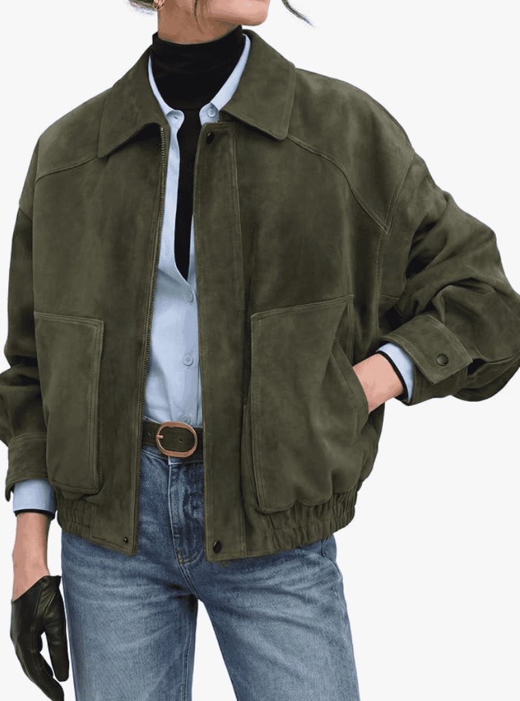 green suede jacket amazon