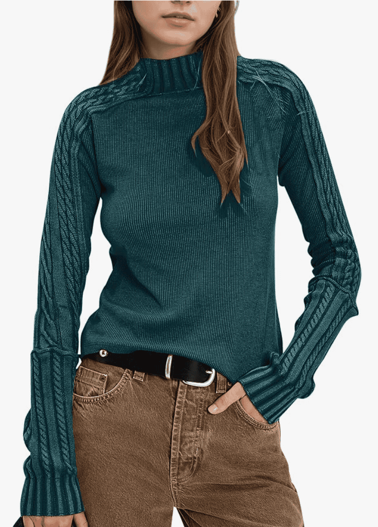 Waffle Knit Cable Knit Sweater Pullover