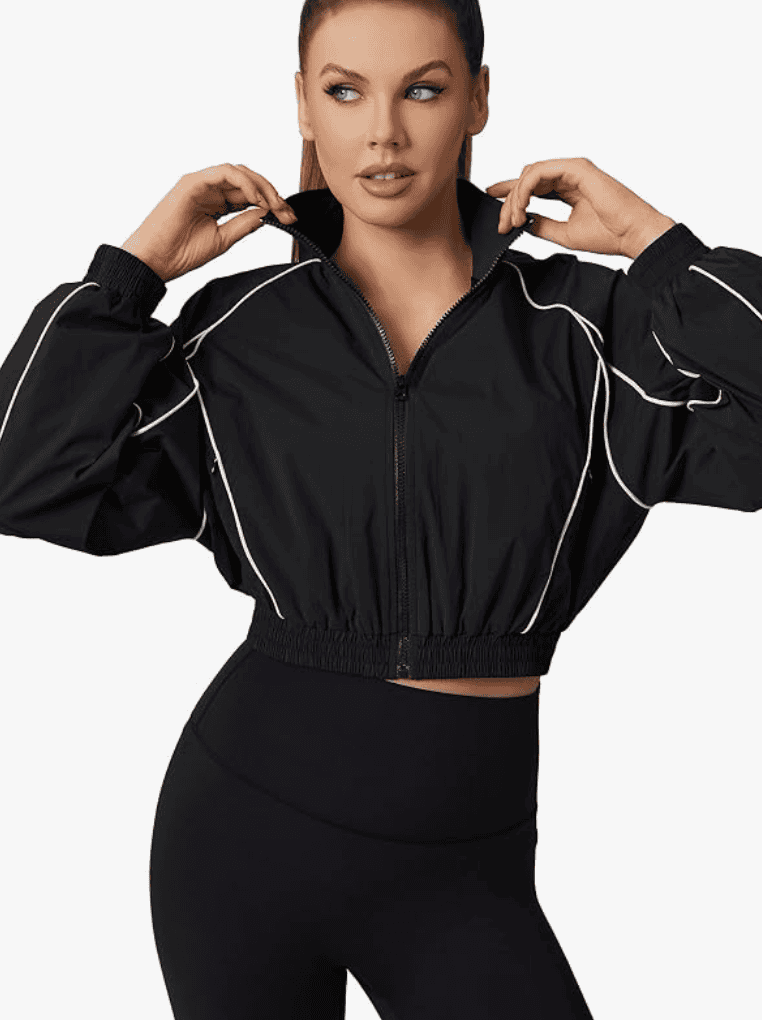 Move With You Athletic Windbreaker Cropped Jacket