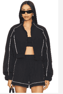 Alo Motivate Full Zip Track Jacket in Black and White