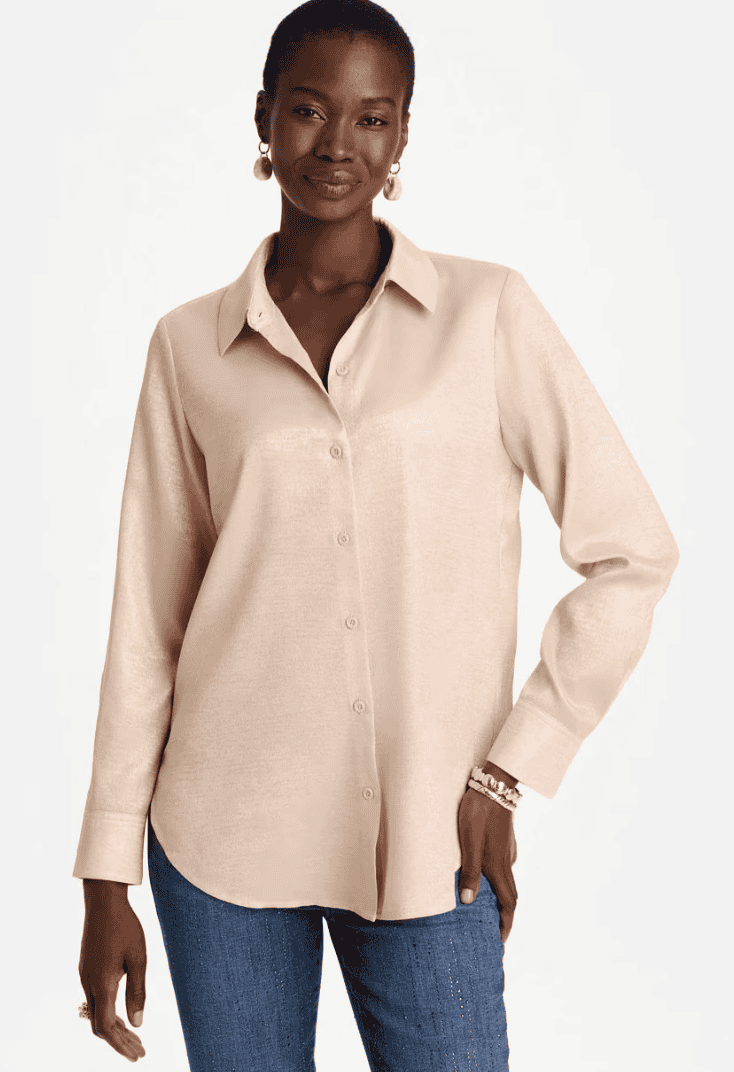 Chiffon Collared Long-Sleeve Tunic