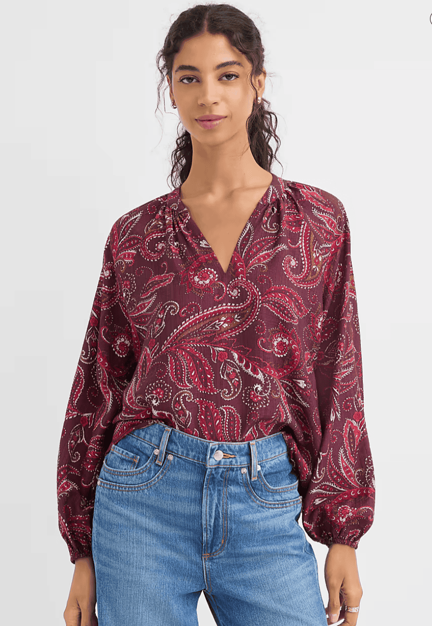Paisley Split Neck Blouse