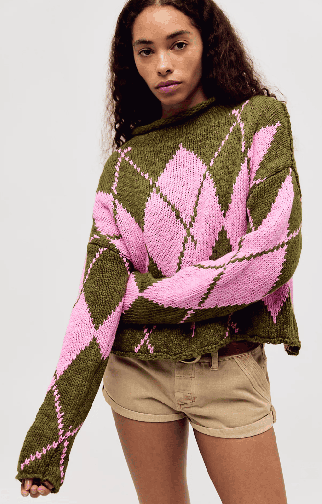 Free People Opal Rollneck Knit Patterned Sweater