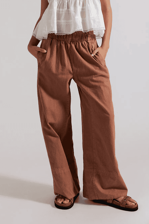 Free People Day's End Linen Pull-On Pants