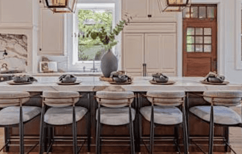 Kitchen with counter stools