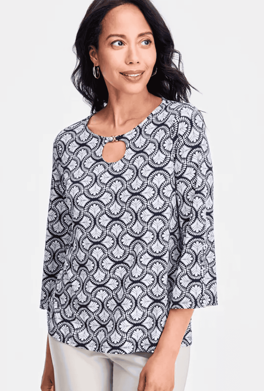 Split-Sleeve Keyhole-Neck Top & Culottes
