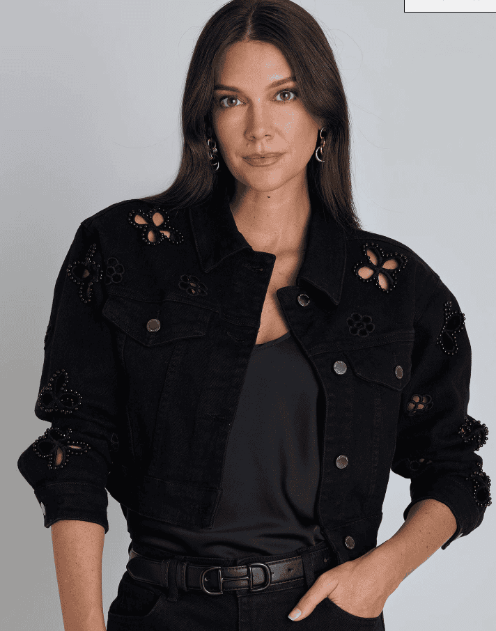Kaia Pearl Jean Jacket - Black