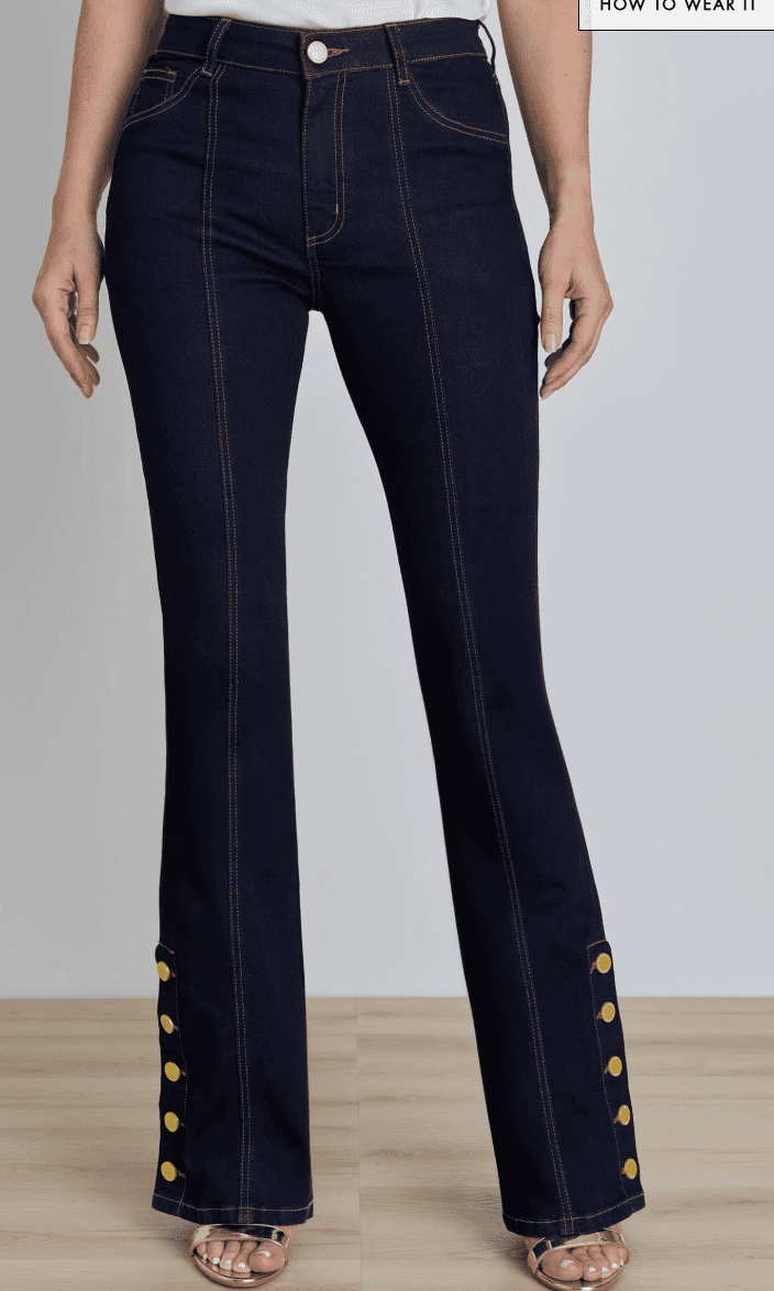 Veronica Button Jean - Indigo