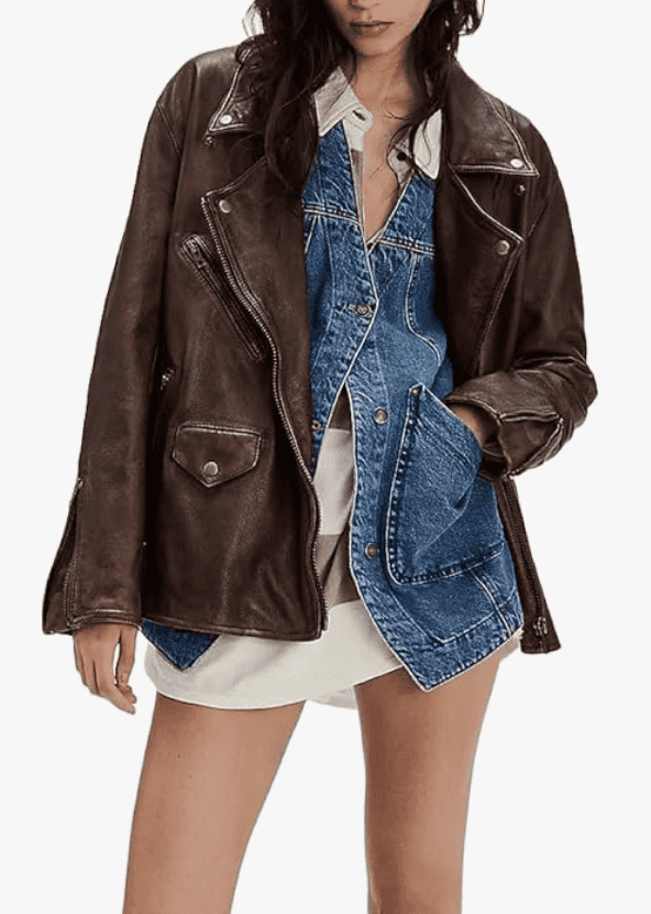 MERCH ATTIRE Leather Biker Jacket