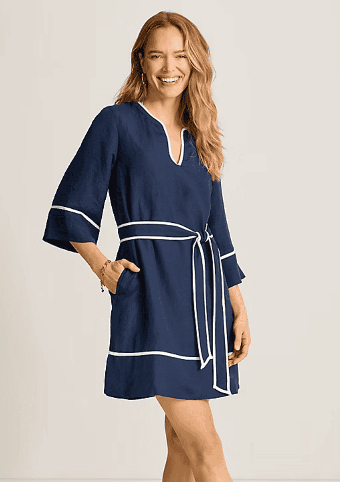 St. Lucia Split-Neck Linen-Blend Beach Tunic
