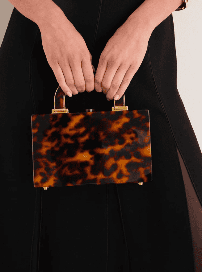 Tortoise Acrylic Top Handle Bag