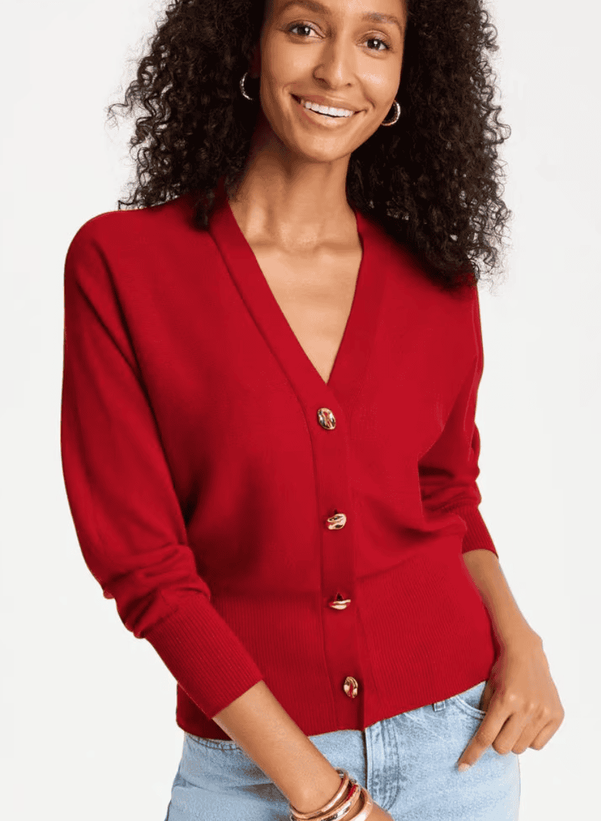 Chico's Hammered Button Down Cardigan