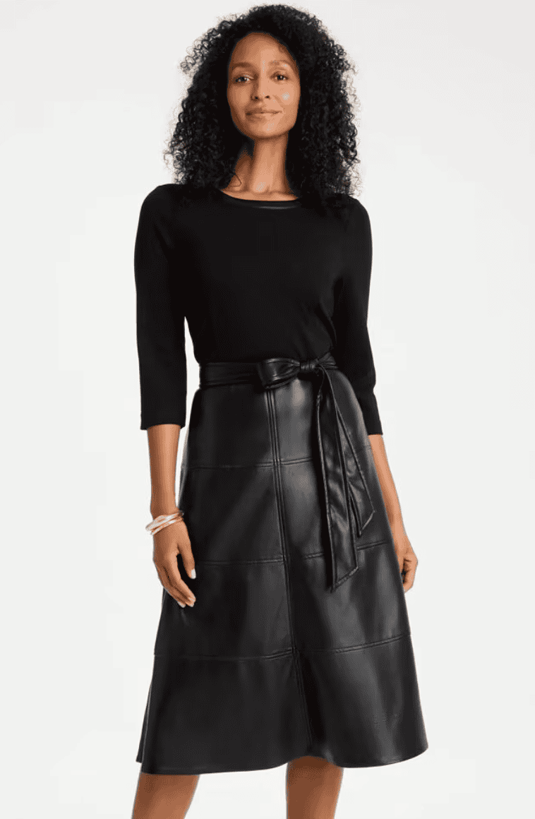 Chico's Faux Leather Ponte Knit Dress