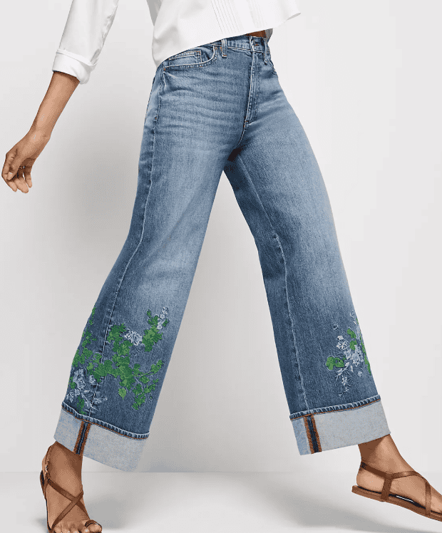 Lands' End Embroidered Wide Leg Pants