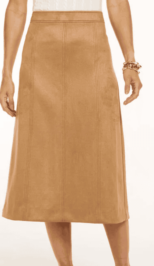 talbots faux suede midi skirt