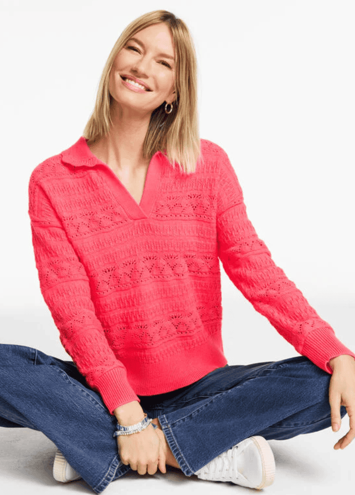 Coral V Neck Sweater