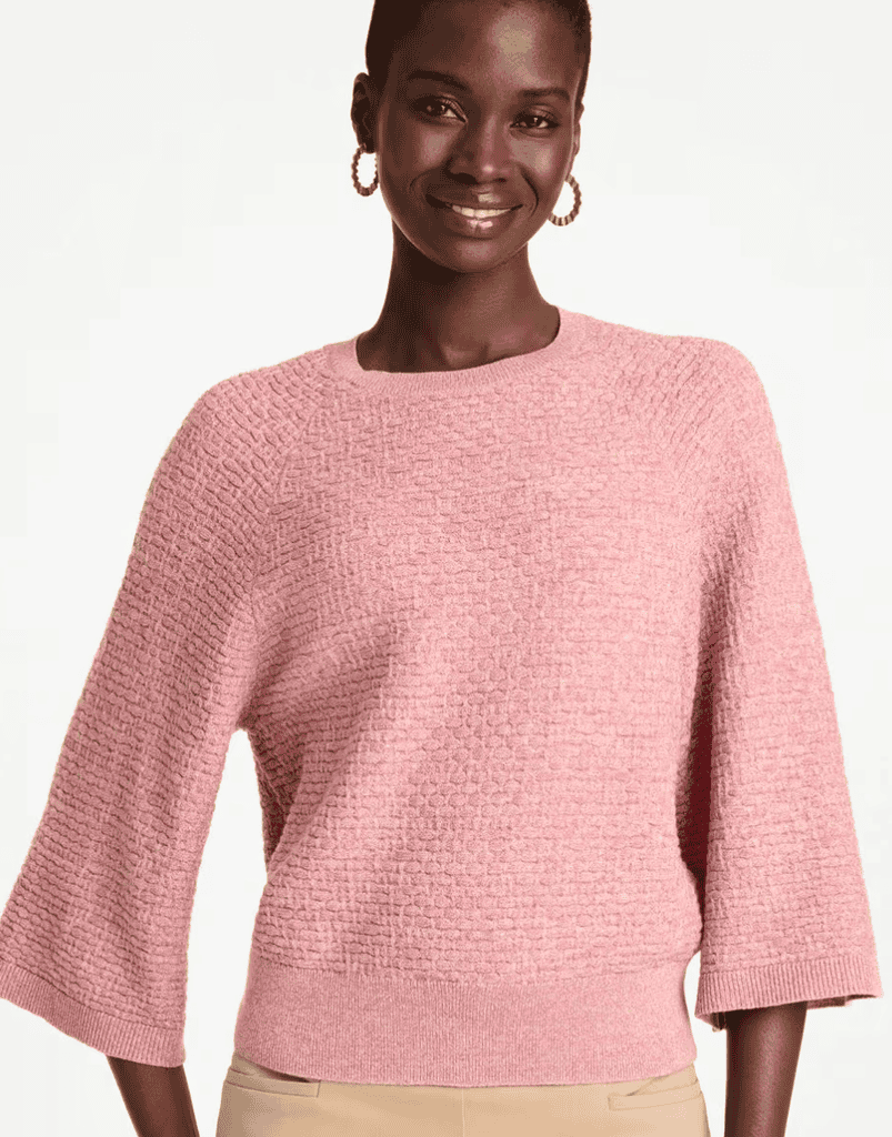 chicos pink 3/4 sleeve sweater
