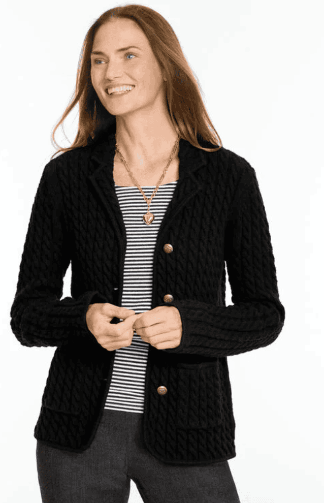 black sweater cardigan from talbot's