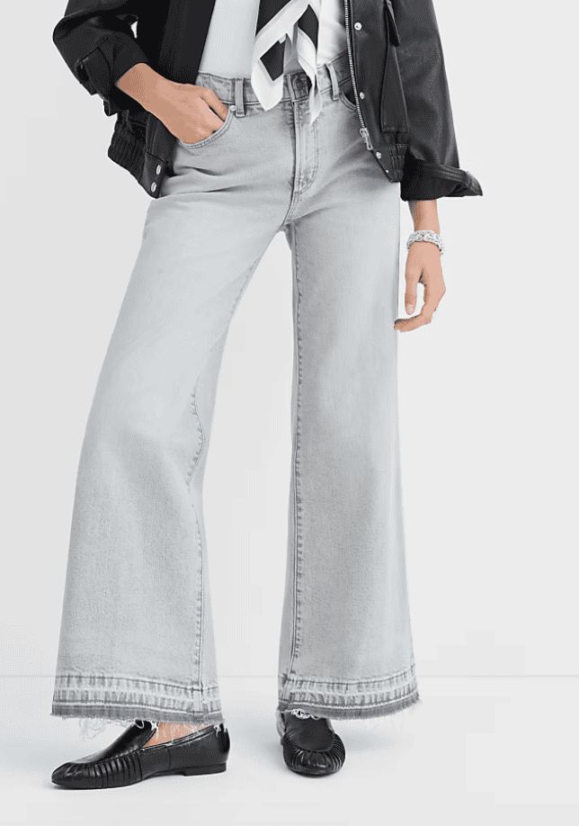 Loft Rivete Mid Rise Unpicked Wide Leg Jeans