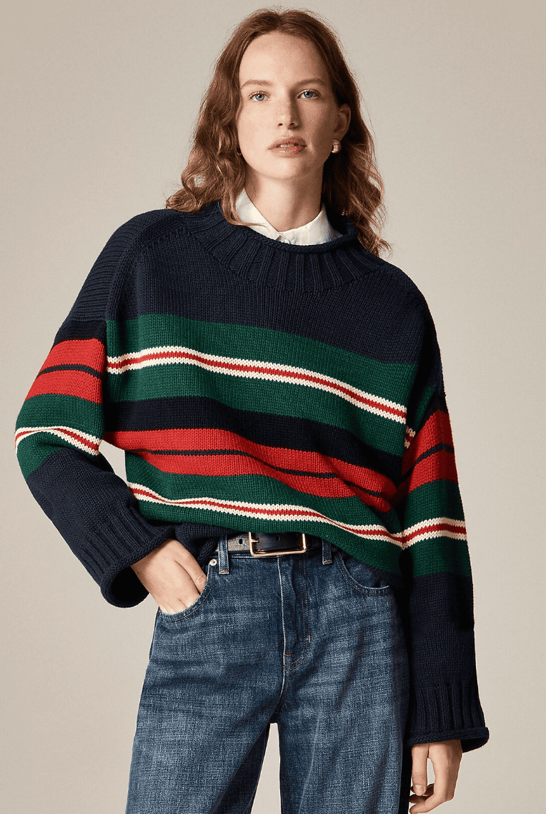 J.Crew 2025 Rollneck Sweater in Rugby Stripe