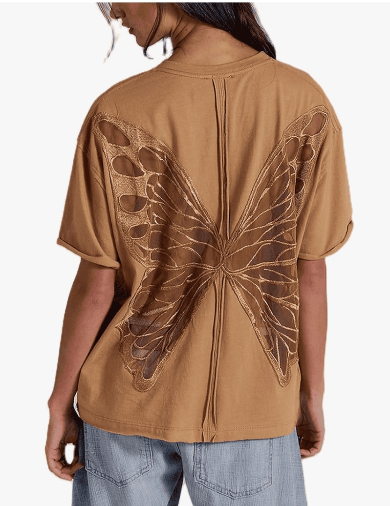 Women Butterfly Cutout Shirt