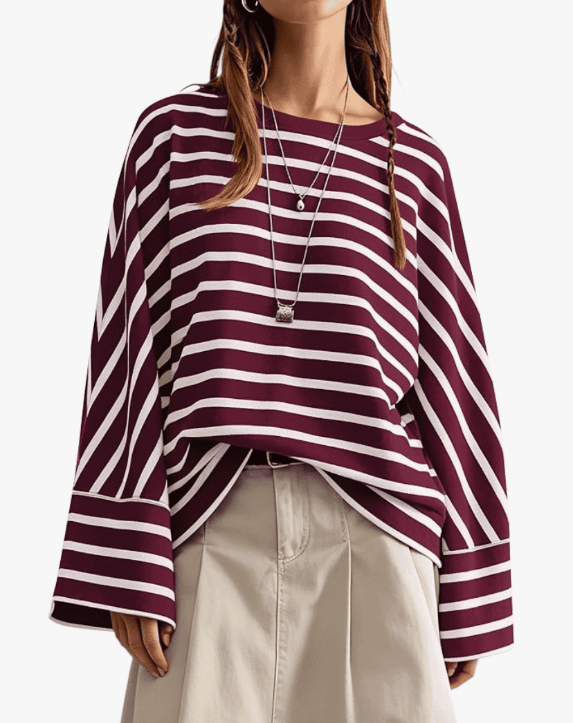Sujama Women Oversized Stripe Long Sleeve Top