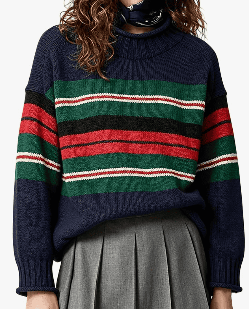 Womens Oversized Roll Neck Sweater Chunky Knit